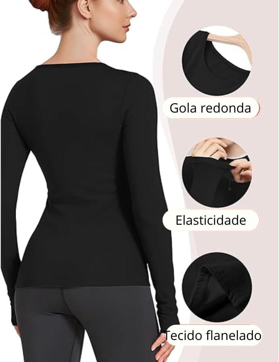Blusa Térmica Manga Longa Feminina Peluciada Inverno