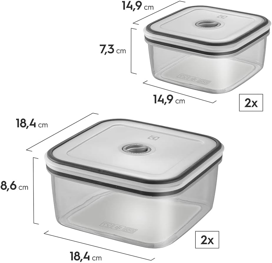 Electrolux Kit 12 Potes Herméticos de Plástico Retangulares, Multiuso, Vedação Silicone, BPA Free, Porta Mantimentos