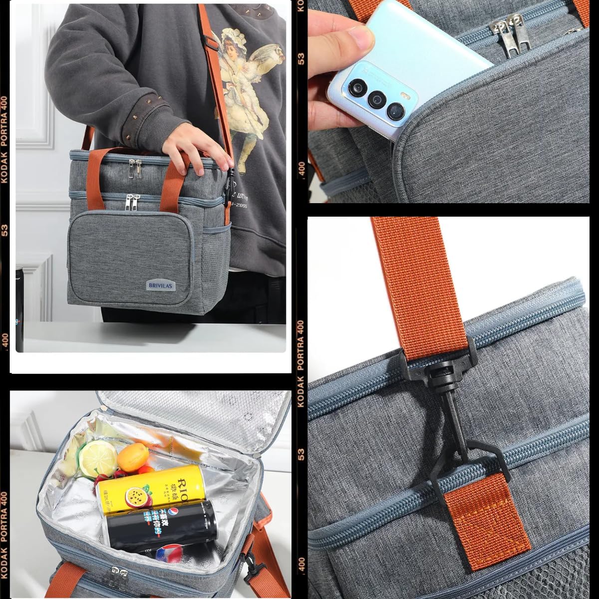 Bolsa Termica Marmita Lancheira Grande Alça Ombro Trabalho Passeio Academia Dois Andares (Bolsa Preta)