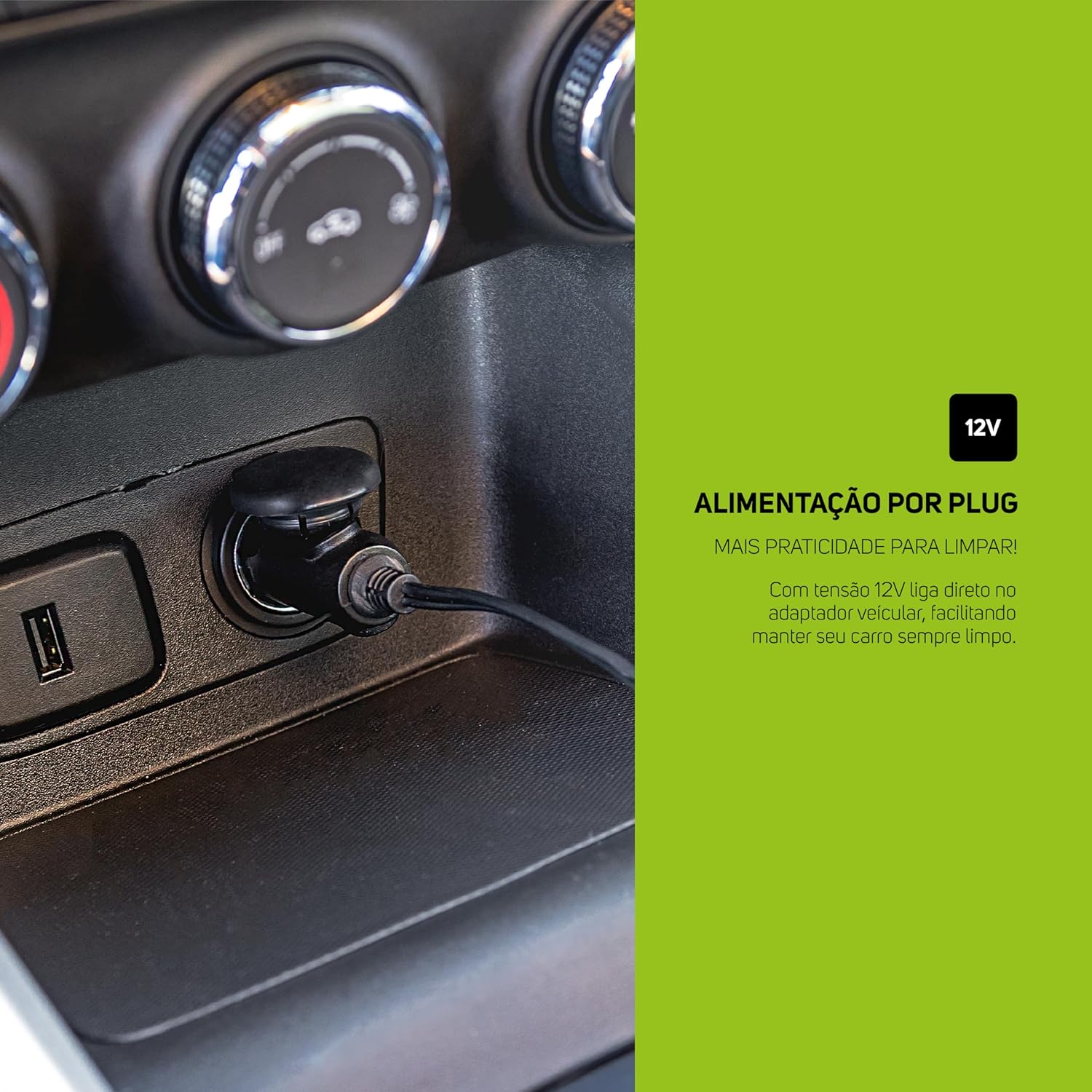 WAP Aspirador de Pó Automotivo Car 12V2, Portátil, 420ml, com Recipiente Removível e Filtro Lavável, 180W 12VDC
