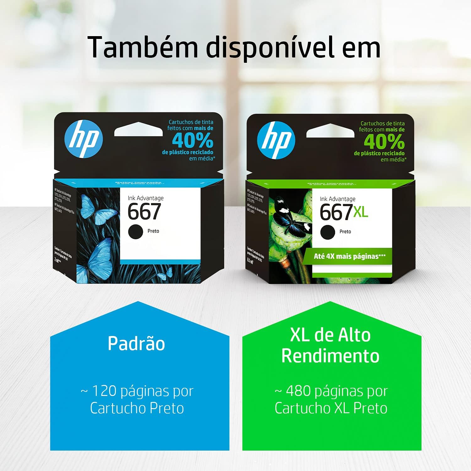 Cartucho de tinta HP 667 Preto Original (3YM79AB) Para Impressora Deskjet 2376, 2776, 6476, 5076, 5276