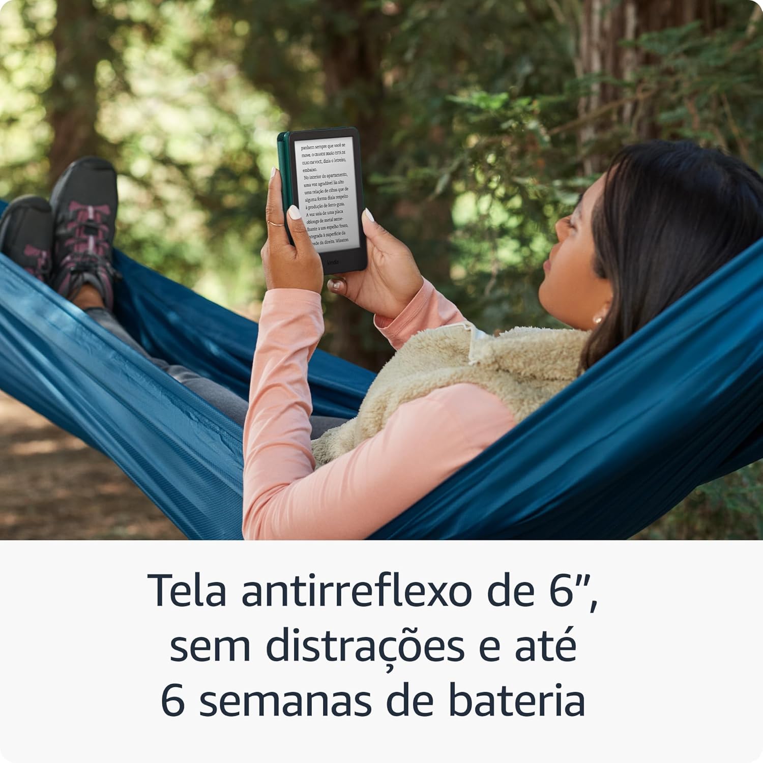 Kindle 16 GB (Geração mais recente) - Leve e compacto, com tela antirreflexo, trocas de página mais rápidas, luz frontal ajustável e bateria de longa duração - Cor Preta