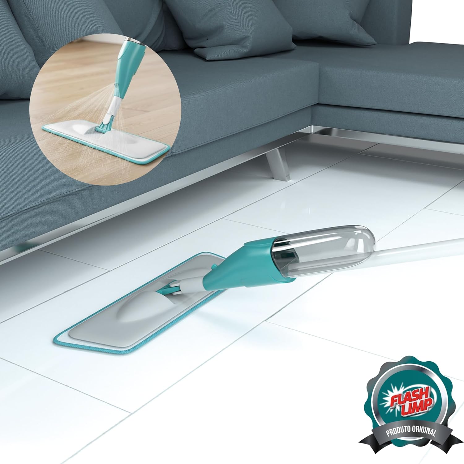 Mop Spray FIT com reservatório 365ml, Borrifa Limpa e Seca , MOP0556, Flash Limp