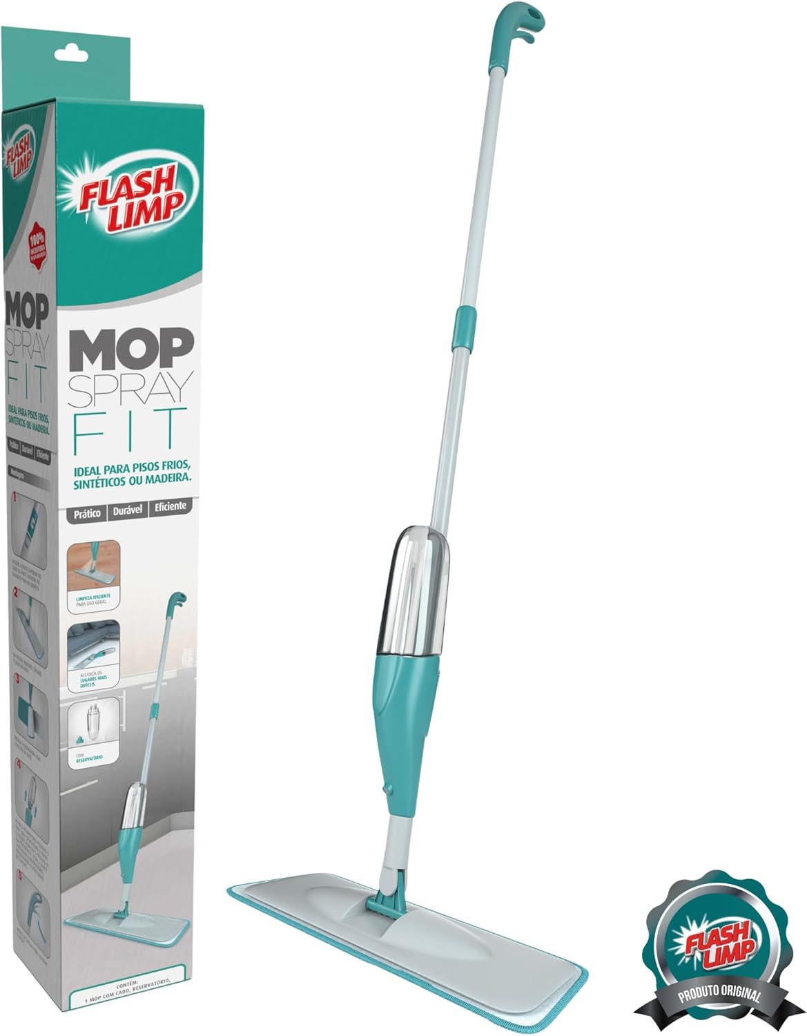 Mop Spray FIT com reservatório 365ml, Borrifa Limpa e Seca , MOP0556, Flash Limp