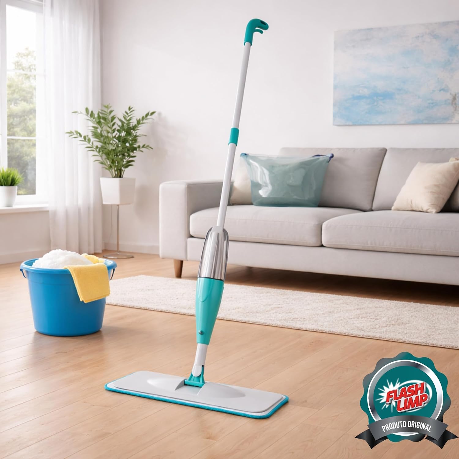 Mop Spray FIT com reservatório 365ml, Borrifa Limpa e Seca , MOP0556, Flash Limp