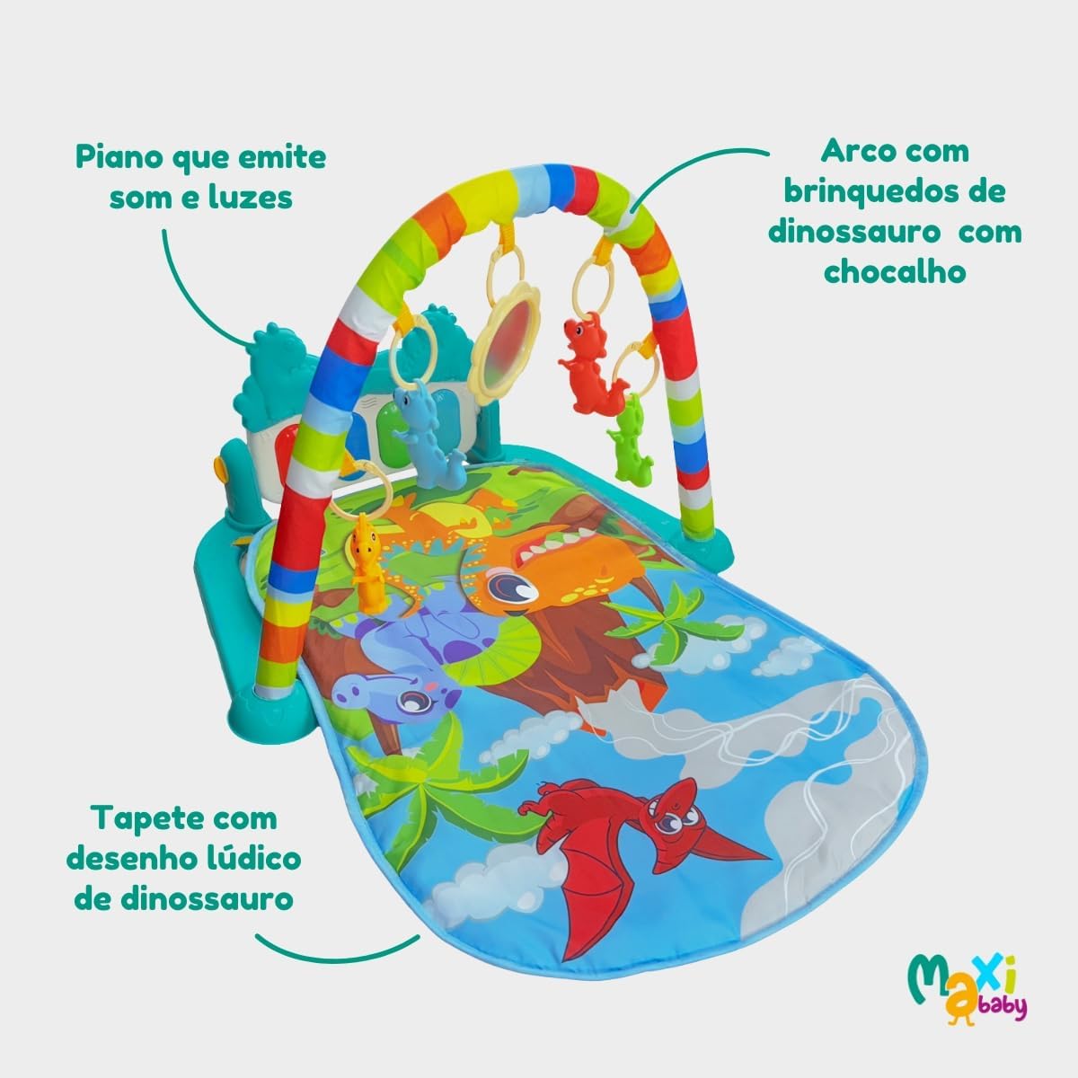 Tapete de Atividades Para Bebê Piano Funny Dino Maxi Baby