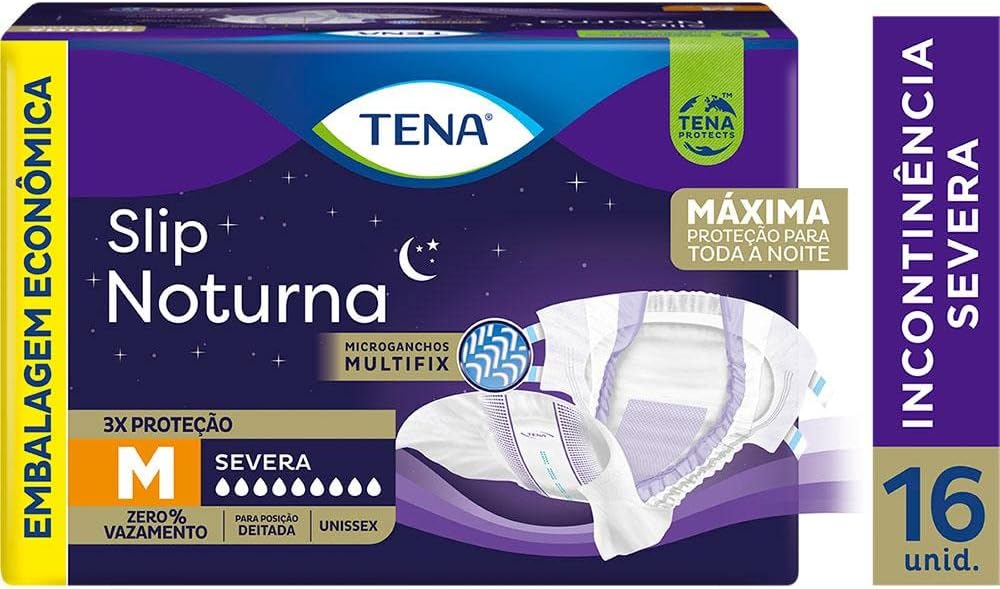 Tena Slip Noturna, Fralda Geriátrica para Incontinência Urinária, M - 16 unidades