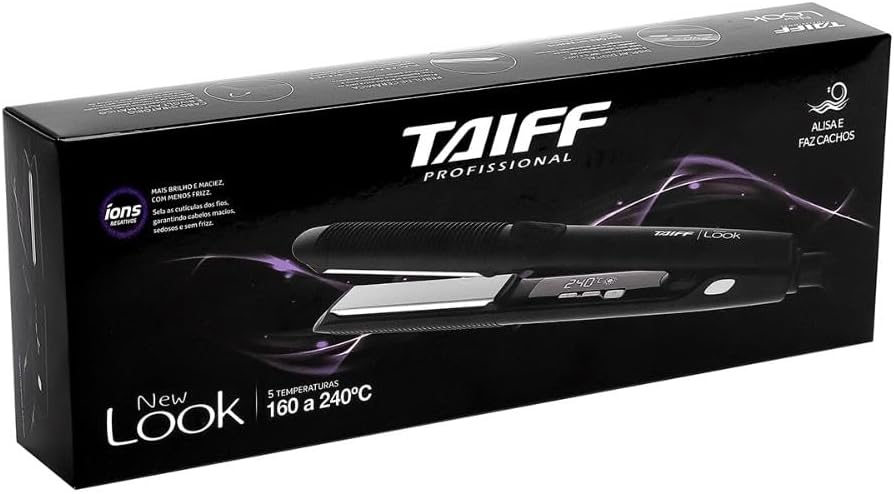 Chapa Taiff New Look 240° Profissional, Cerâmica, Bivolt, Preta, Digital