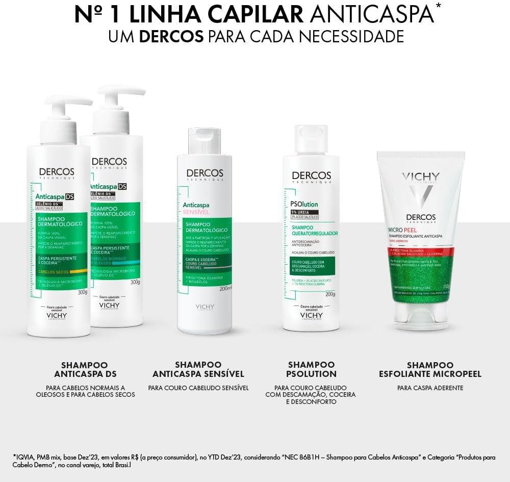 Vichy, Dercos Shampoo Anticaspa Intensivo para Cabelos Secos