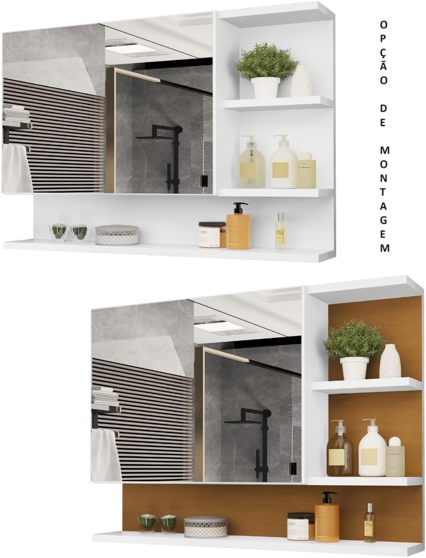 Armario Espelheira Para Banheiro 1 Porta Cleópatra (Branco)