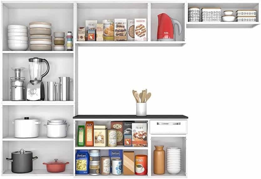 Armário de Cozinha Compacta Itatiaia Amanda Aço com Balcão 10 Portas 1 Gaveta