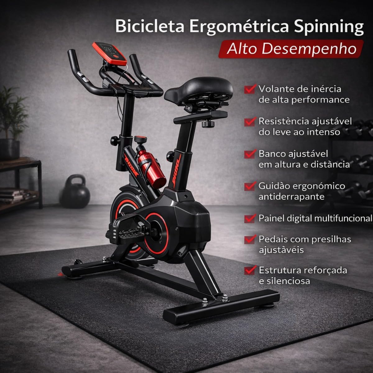 Bike Ergometrica Bicicleta Ergometrica Bike Spinning Silenciosa Vertical Modelo Premium