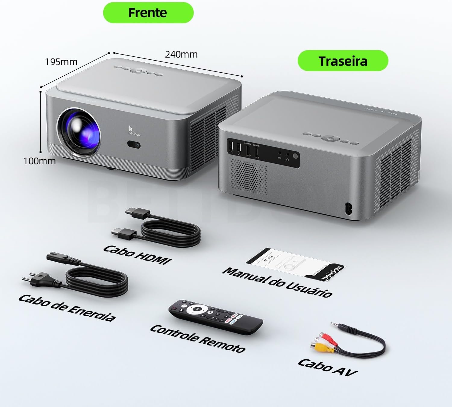Bettdow Projetor 4k 8k 18000 Lumens [Netflix-Licensed] Hd 1080p nativo, Smart Projetores Retroprojetor Portatil 500 ANSI WiFi 6 BT 5 HDMI2.1, Auto Correção Trapezoidal, Foco Eletronico AC1082